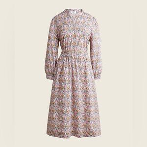 J. Crew Cinched-Waist Midi Dress in Liberty® Fabric Honeysuckle Floral Sz Large